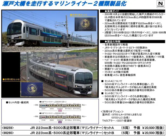TOMIX 98260 JR 馴れ 223-5000系・5000系近郊電車