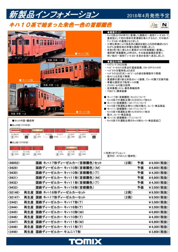 更新]TOMIX 発売予定品 2018年3月~4月 485系特急電車(しらさぎ