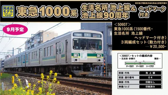 東急1000系(1500番代・生活名所 池上線ヘッドマーク付き) 3輛編成セット GM 東急1000系（1500番代・生活名所 池上線ヘッドマーク付き）3