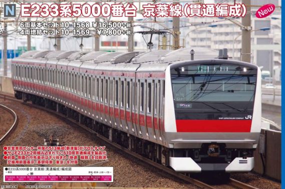 KATO E233系5000番台 京葉線（貫通編成）4両増結セット 品番:10-1569