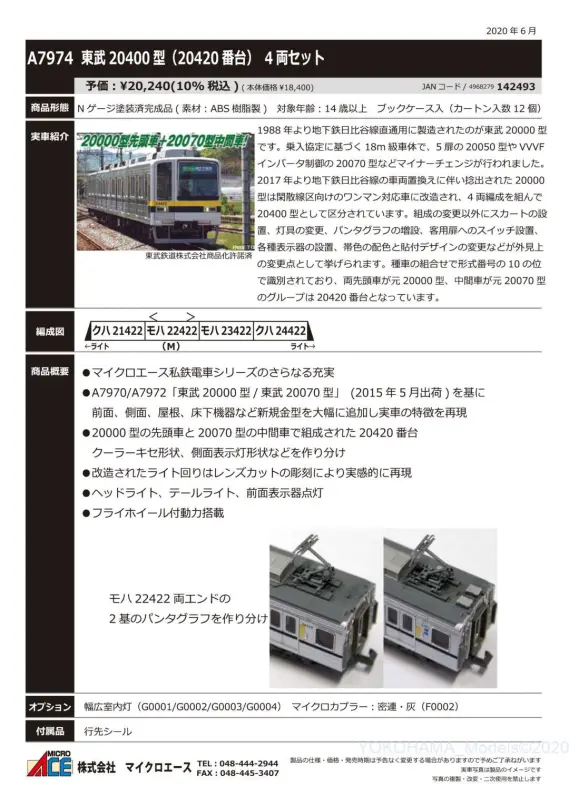 【中古】MICRO ACE 東武20400型 （20420）　ディテールアップ済 中古】MICRO ACE 東武20400型 （20420） ディテールアップ済