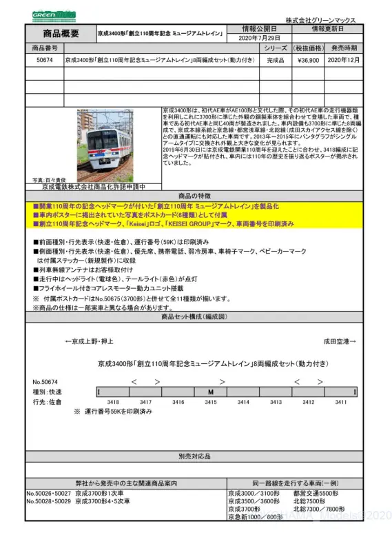 Nゲージ グリーンマックス 京成3700系 110周年記念ミュージアムトレイン Amazon | グリーンマックス Nゲージ 京成3700形「創立110周年