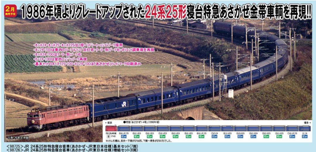 TOMIX JR 24系25形特急寝台客車(あさかぜ・JR東日本仕様)増結セット