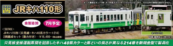 GM JRキハ110形（只見線・キハ40系カラー+214）2両編成セット